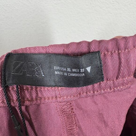 Zara Womens Size XL Drawstring Wide Leg Pants Pink Pull On - Picture 5 of 9